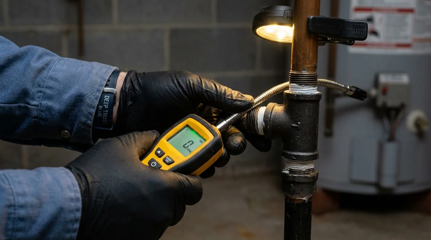 Gas leak detection with electronic sniffer by Johns Plumbing LLC in University