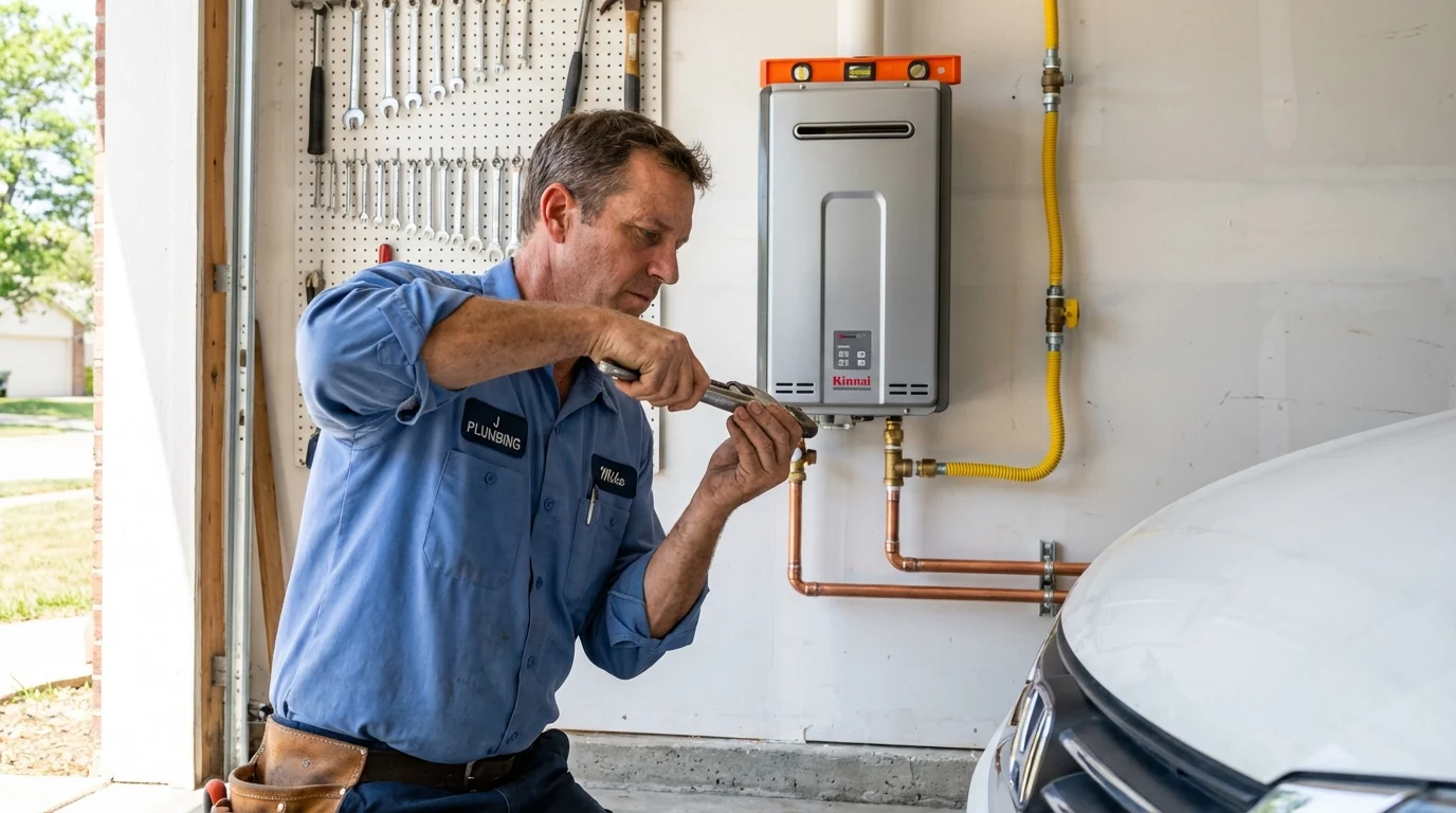 Tankless water heater installation by a Johns Plumbing LLC plumber in University